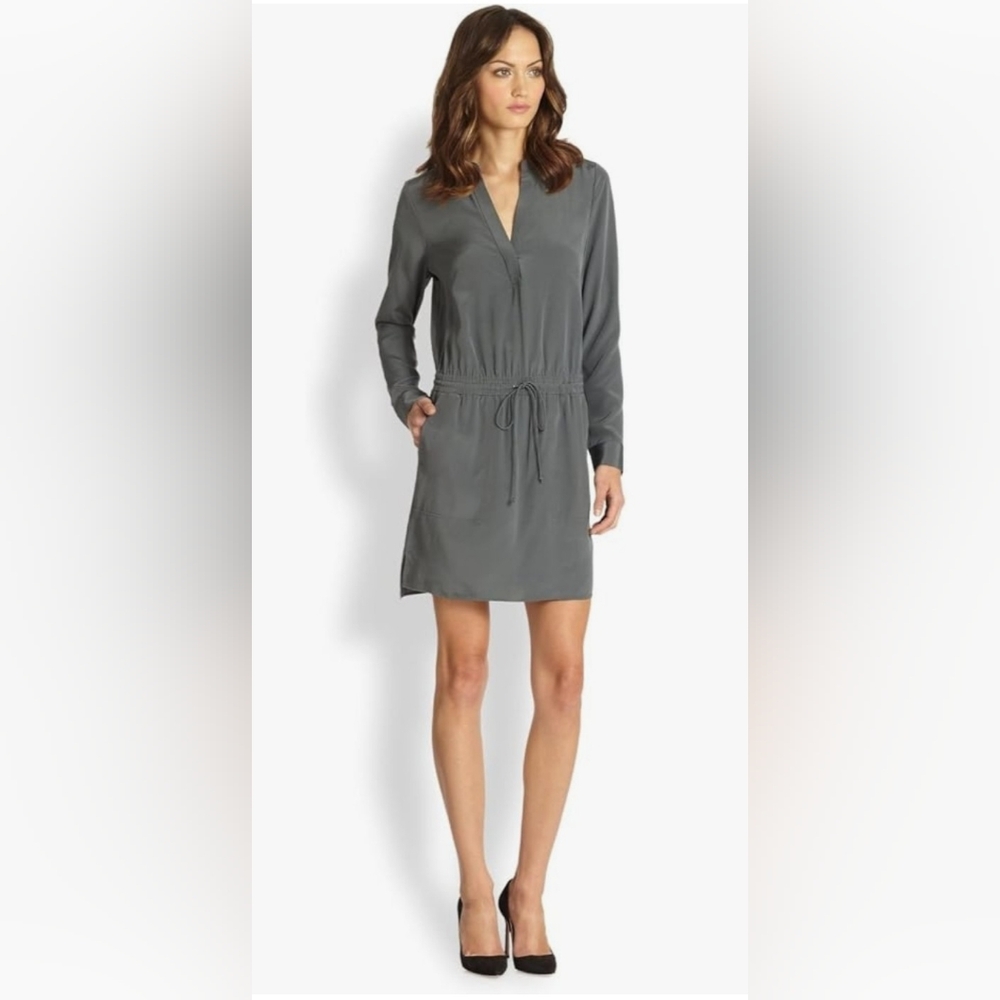 Vince 100% Silk Drawstring Dress size 12